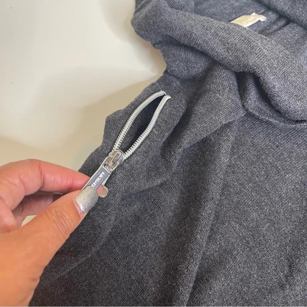 Michael Kors gray cowl neck zipper sleeve sweater